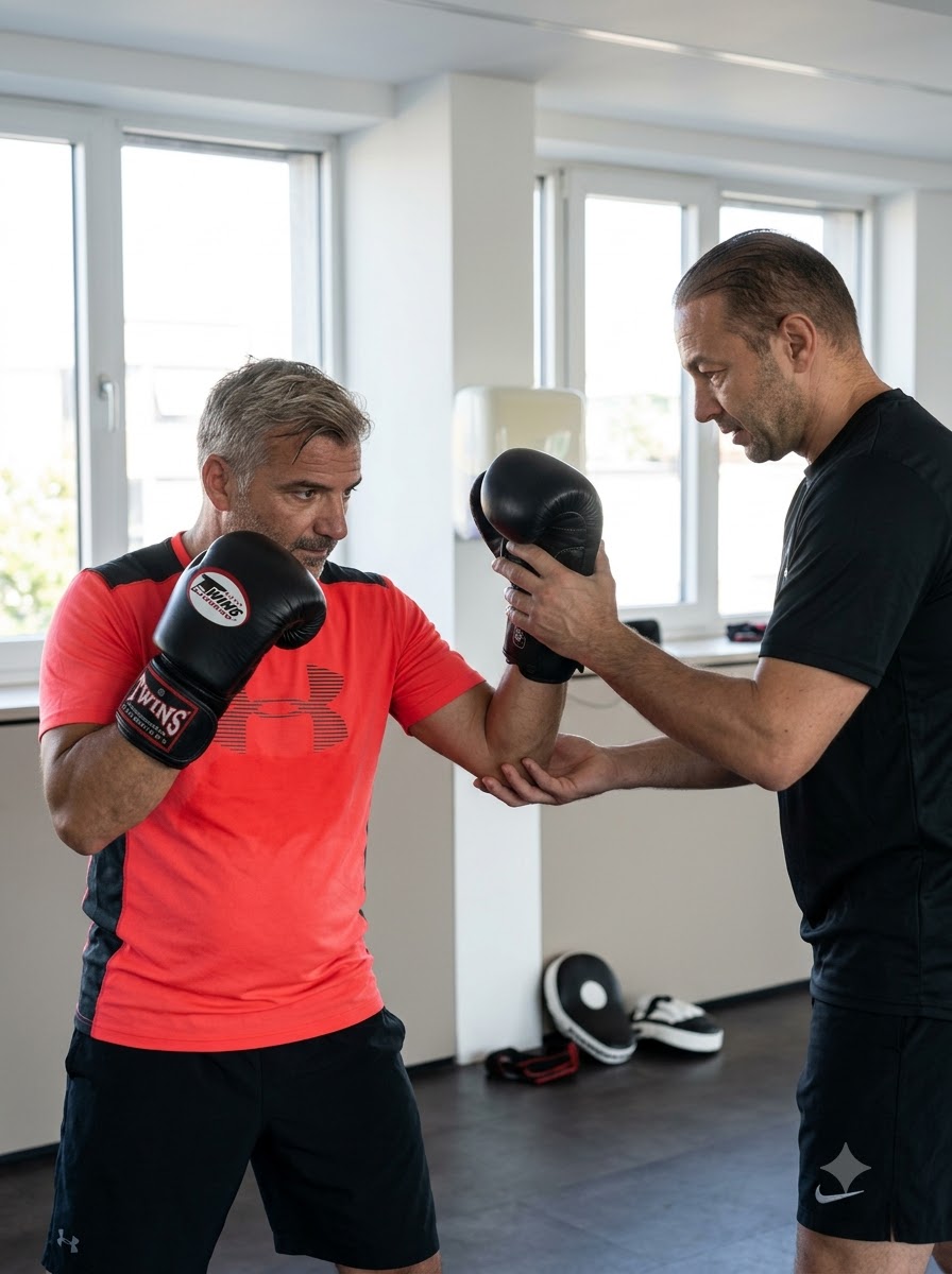 Entraînement privé – coach et client lors d’un exercice sur un terrain sportif